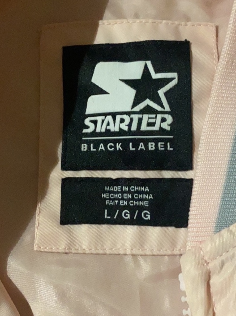 STARTER Black Label Pink Satin Varsity Jacket